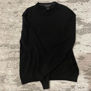 Bloomingdale’s Mens Crew Neck Sweater, Black Merino Wool